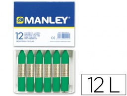 12 lápices cera blanda Manley unicolor verde natural nº21
